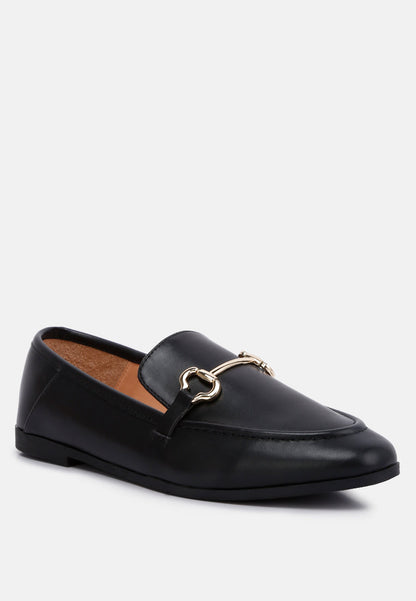 Talula Horsebit Embellished Faux Leather Loafers-1